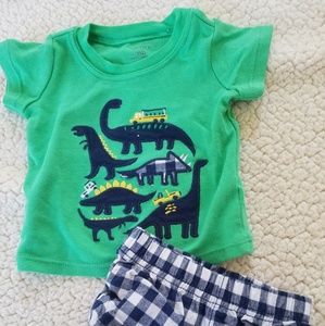 🦕 Carter's Dinosaur 3 Pc. Plaid Short Set